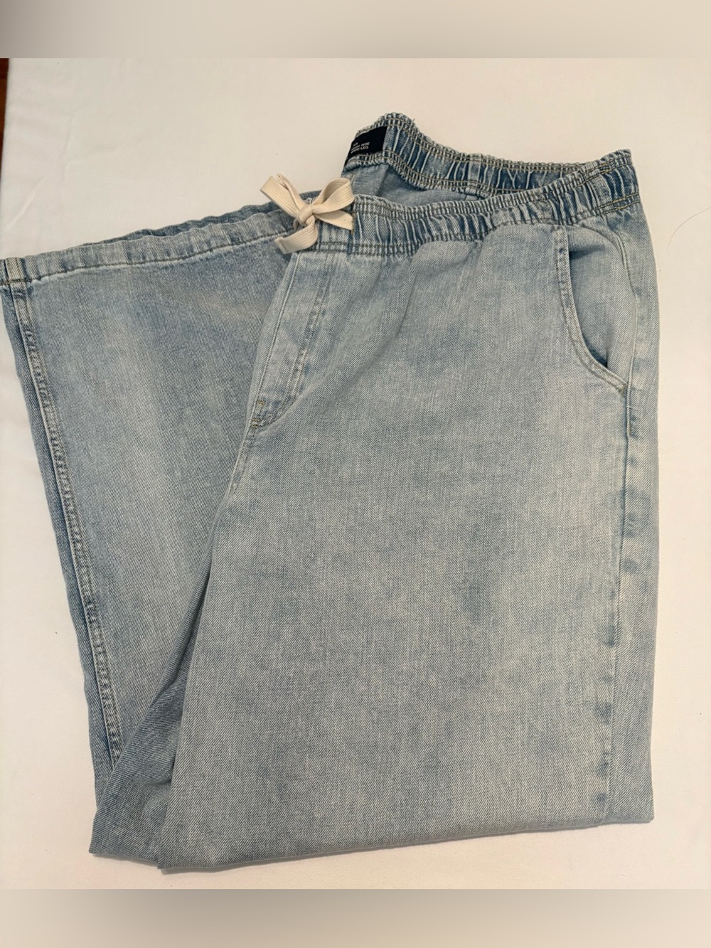Gap Women’s High Rise Pull-On Wide-Leg Jeans Light Wash Size XXL - Picture 3 of 8